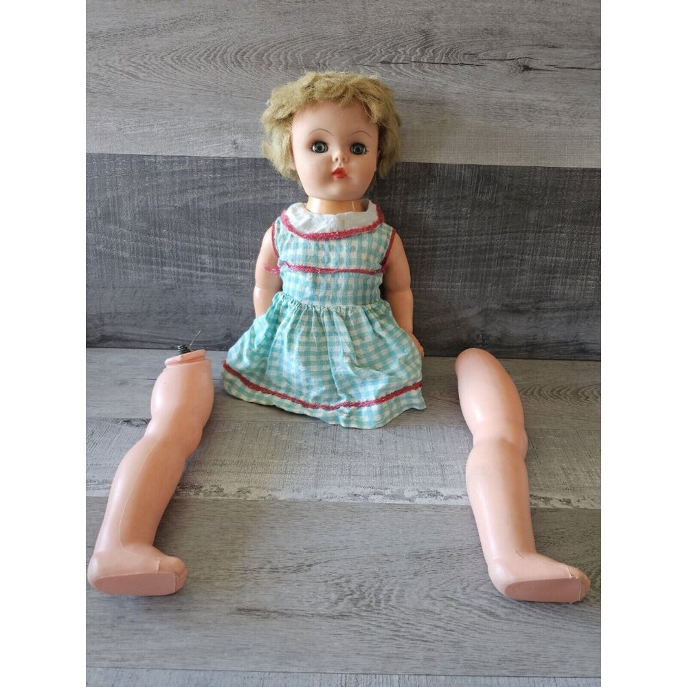 Vintage 1960s Ideal 21" Doll With Rare Original Dress TLC For REPAIR Parts